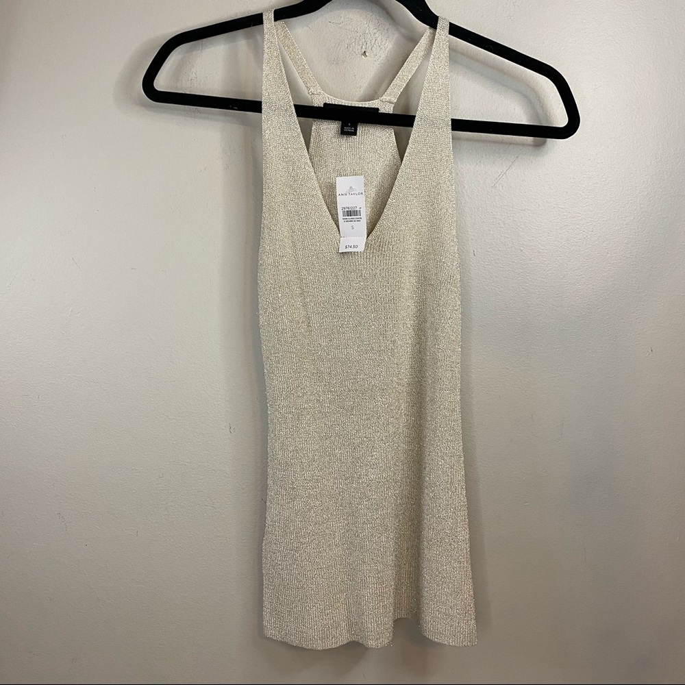 NWT Ann Taylor Shimmer Viscose V-Neck Dressy Evening Tank Top